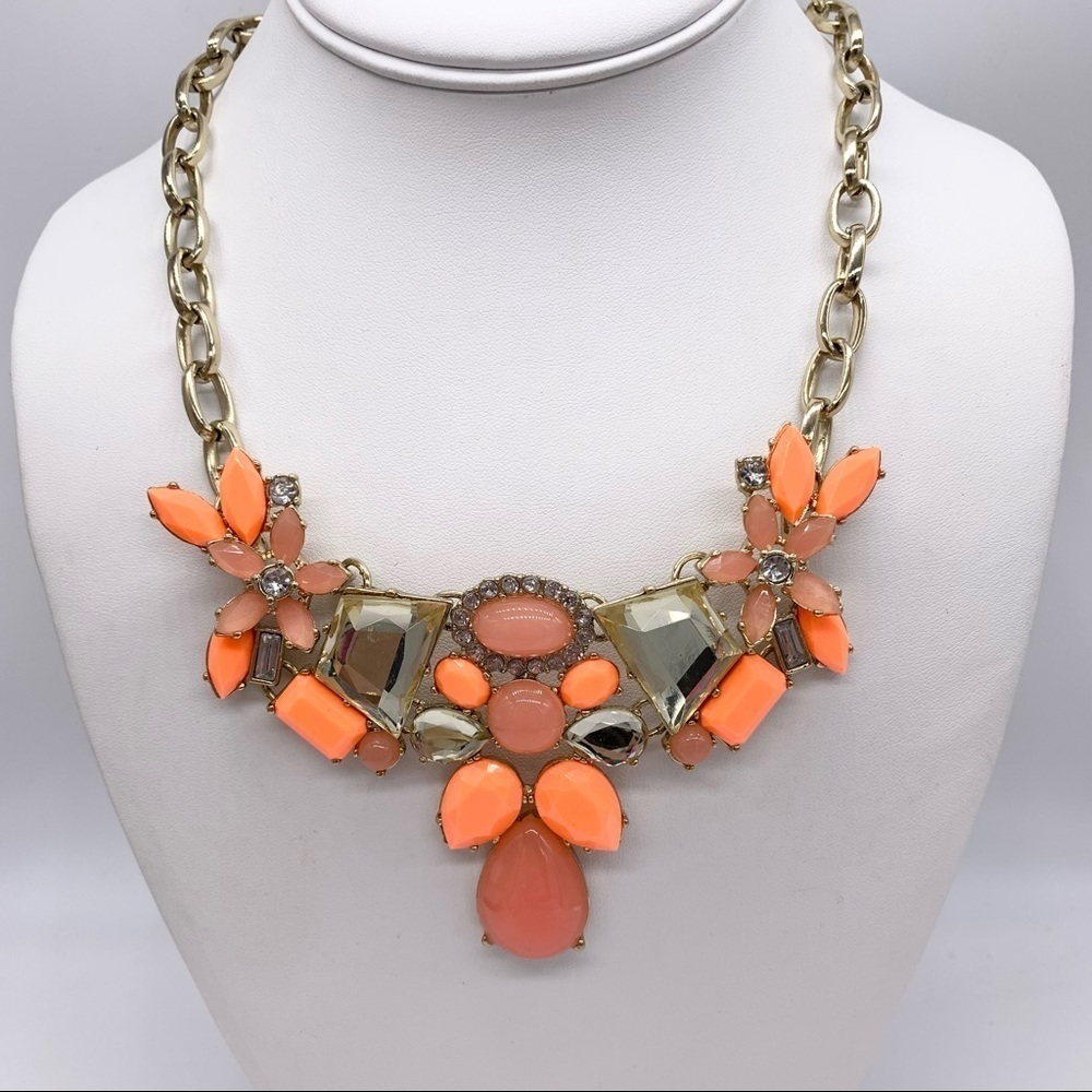 J. Crew Coral Peach Jeweled Necklace
